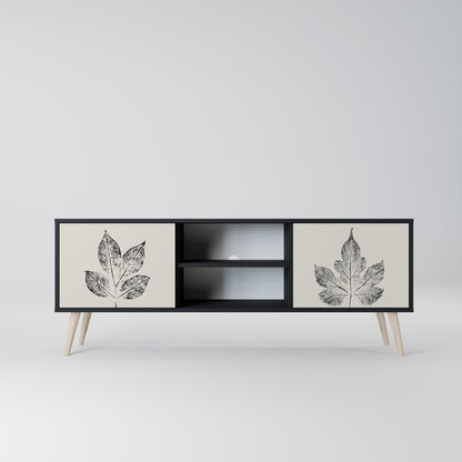 LEAFY STAMPS 2-dörrars TV-bänk i svart finish