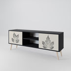 LEAFY STAMPS 2-Door TV Stand in Black Finish