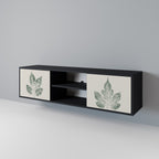 GREEN LEAFY STAMPS 2-Door TV Stand in Black Finish