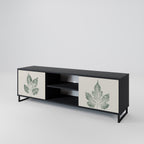 GREEN LEAFY STAMPS 2-Door TV Stand in Black Finish