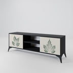 GREEN LEAFY STAMPS 2-Door TV Stand in Black Finish