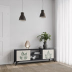 GREEN LEAFY STAMPS 2-Door TV Stand in Black Finish