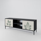 GREEN LEAFY STAMPS 2-Door TV Stand in Black Finish