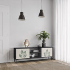 GREEN LEAFY STAMPS 2-Door TV Stand in Black Finish