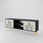 GREEN LEAFY STAMPS 2-Door TV Stand in Black Finish