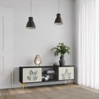 GREEN LEAFY STAMPS 2-Door TV Stand in Black Finish