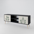 GREEN LEAFY STAMPS 2-Door TV Stand in Black Finish