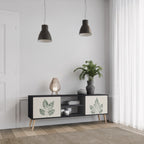 GREEN LEAFY STAMPS 2-Door TV Stand in Black Finish
