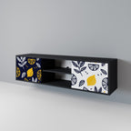 CITRUS BLACK AND WHITE 2-Door TV Stand in Black Finish