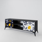CITRUS BLACK AND WHITE 2-Door TV Stand in Black Finish
