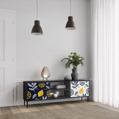 CITRUS SVART OCH VITT 2-dörrars TV-bänk i svart finish