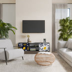 CITRUS BLACK AND WHITE 2-Door TV Stand in Black Finish