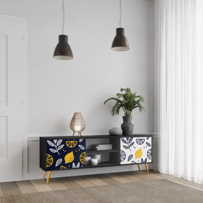CITRUS SVART OCH VITT 2-dörrars TV-bänk i svart finish