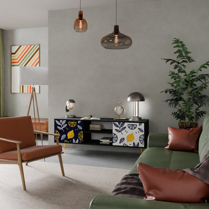 CITRUS SVART OCH VITT 2-dörrars TV-bänk i svart finish