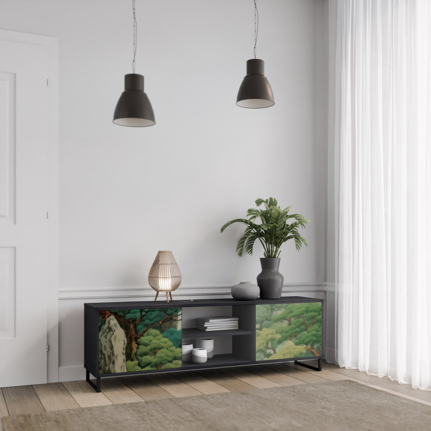 VERDURE ABYSS 2-dörrars TV-bänk i svart finish