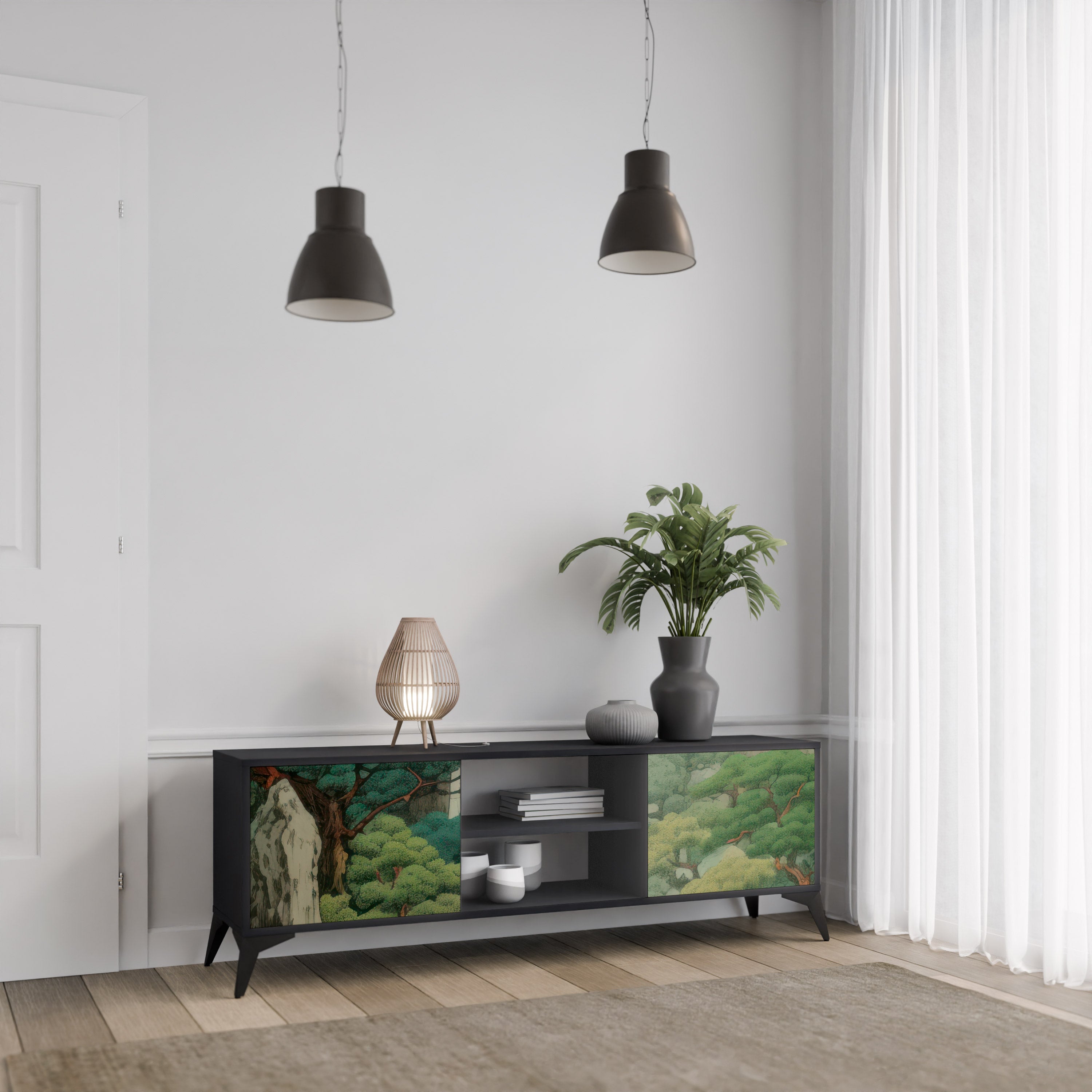 VERDURE ABYSS 2-dörrars TV-bänk i svart finish