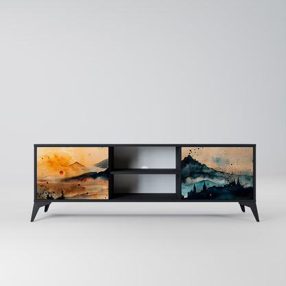 OMINOUS MOUNTAINS 2-dörrars TV-bänk i svart finish