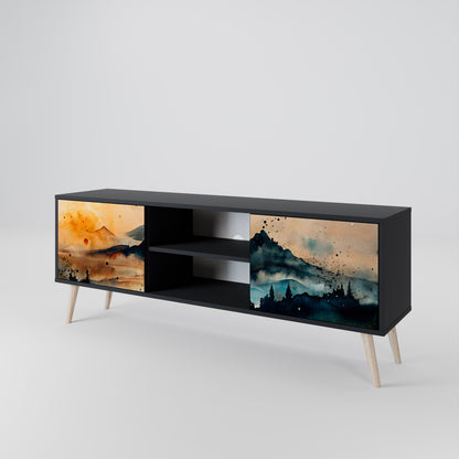 OMINOUS MOUNTAINS 2-dörrars TV-bänk i svart finish