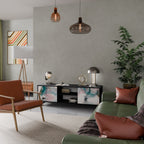 VELVET CROSSING 2-Door TV Stand in Black Finish