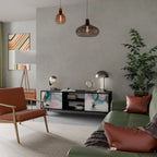 VELVET CROSSING 2-Door TV Stand in Black Finish