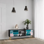 COMBINATION OF SHAPES 2-Door TV Stand in Black Finish