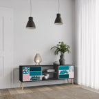 COMBINATION OF SHAPES 2-Door TV Stand in Black Finish