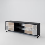 TROPICAL SHAPES 2-Door TV Stand in Black Finish