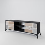TROPICAL SHAPES 2-Door TV Stand in Black Finish