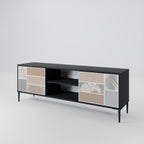 TROPICAL SHAPES 2-Door TV Stand in Black Finish