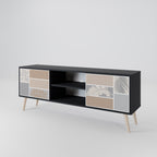 TROPICAL SHAPES 2-Door TV Stand in Black Finish