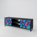 CACTUS VIBES 2-Door TV Stand in Black Finish