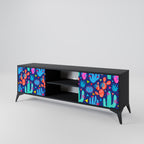 CACTUS VIBES 2-Door TV Stand in Black Finish