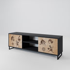 AFRICAN STYLE 2-Door TV Stand in Black Finish