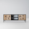 AFRICAN STYLE 2-Door TV Stand in Black Finish