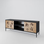 AFRICAN STYLE 2-Door TV Stand in Black Finish