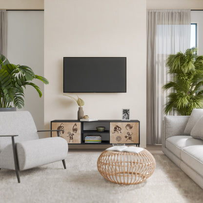 TV-bänk med 2 dörrar i AFRIKA STIL i svart finish