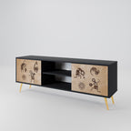 AFRICAN STYLE 2-Door TV Stand in Black Finish