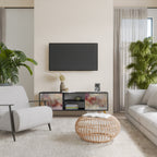 VEILED SUMMIT 2-Door TV Stand in Black Finish