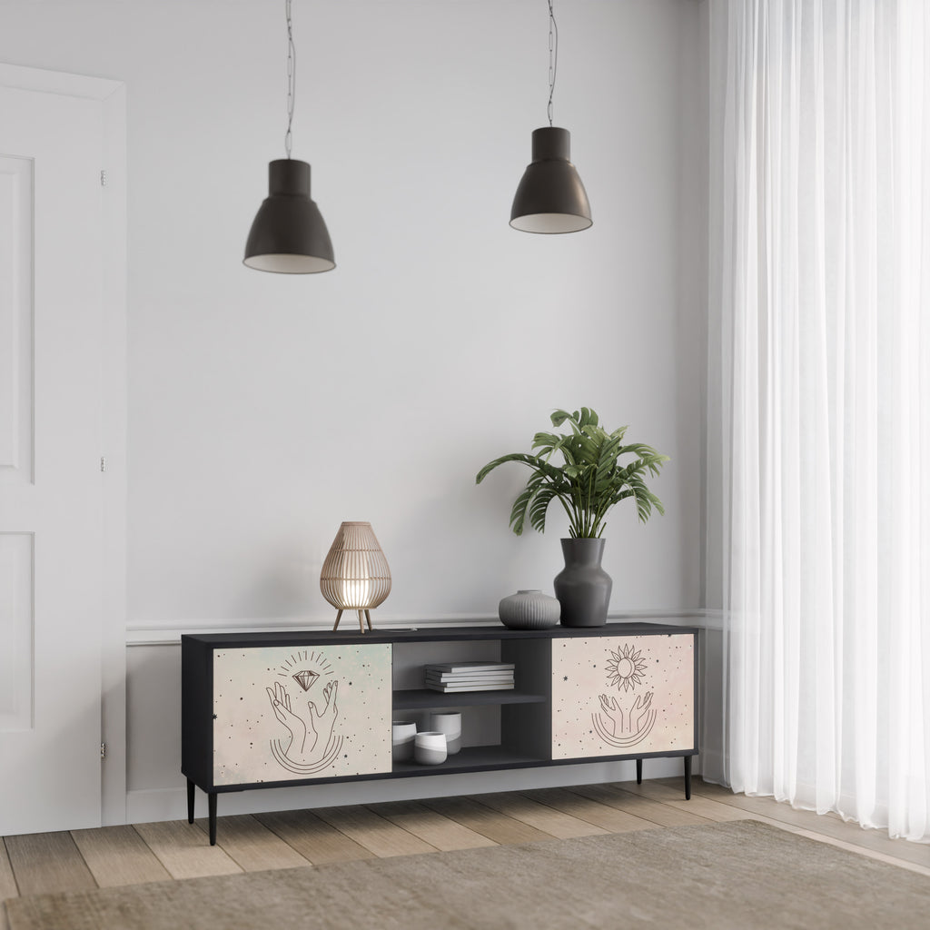 DELIKATE BEAUTY 2-dörrars TV-bänk i svart finish