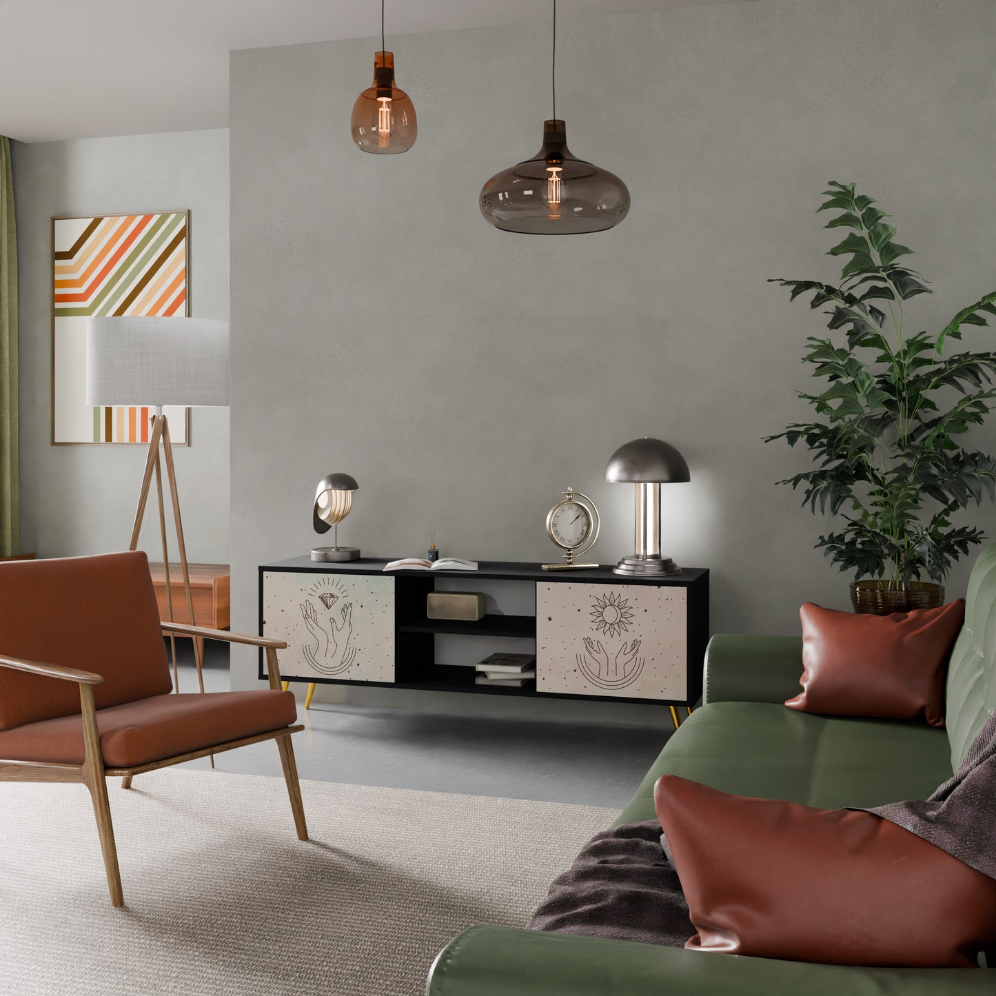 DELIKATE BEAUTY 2-dörrars TV-bänk i svart finish
