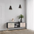 DELICATE BEAUTY 2-Door TV Stand in Black Finish