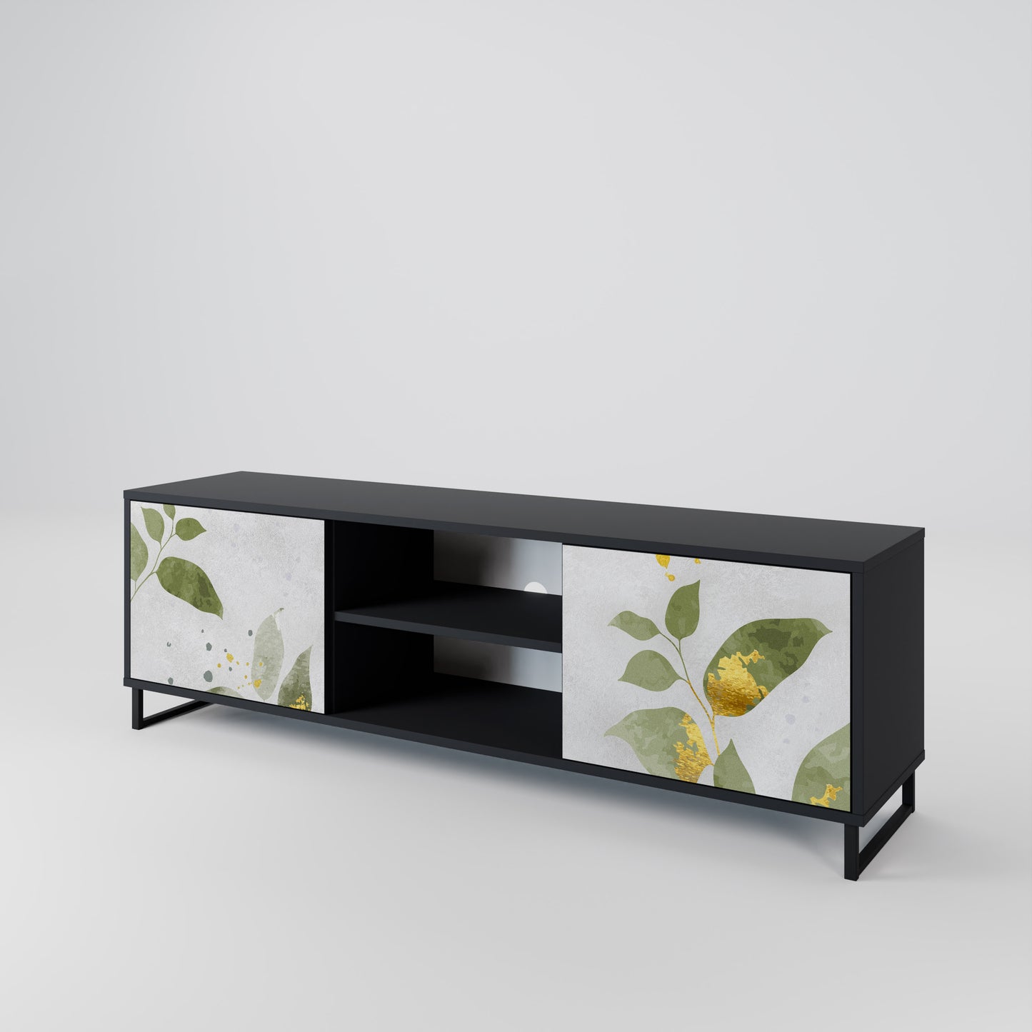 ELEGANT BOTANICS 2-dörrars TV-bänk i svart finish