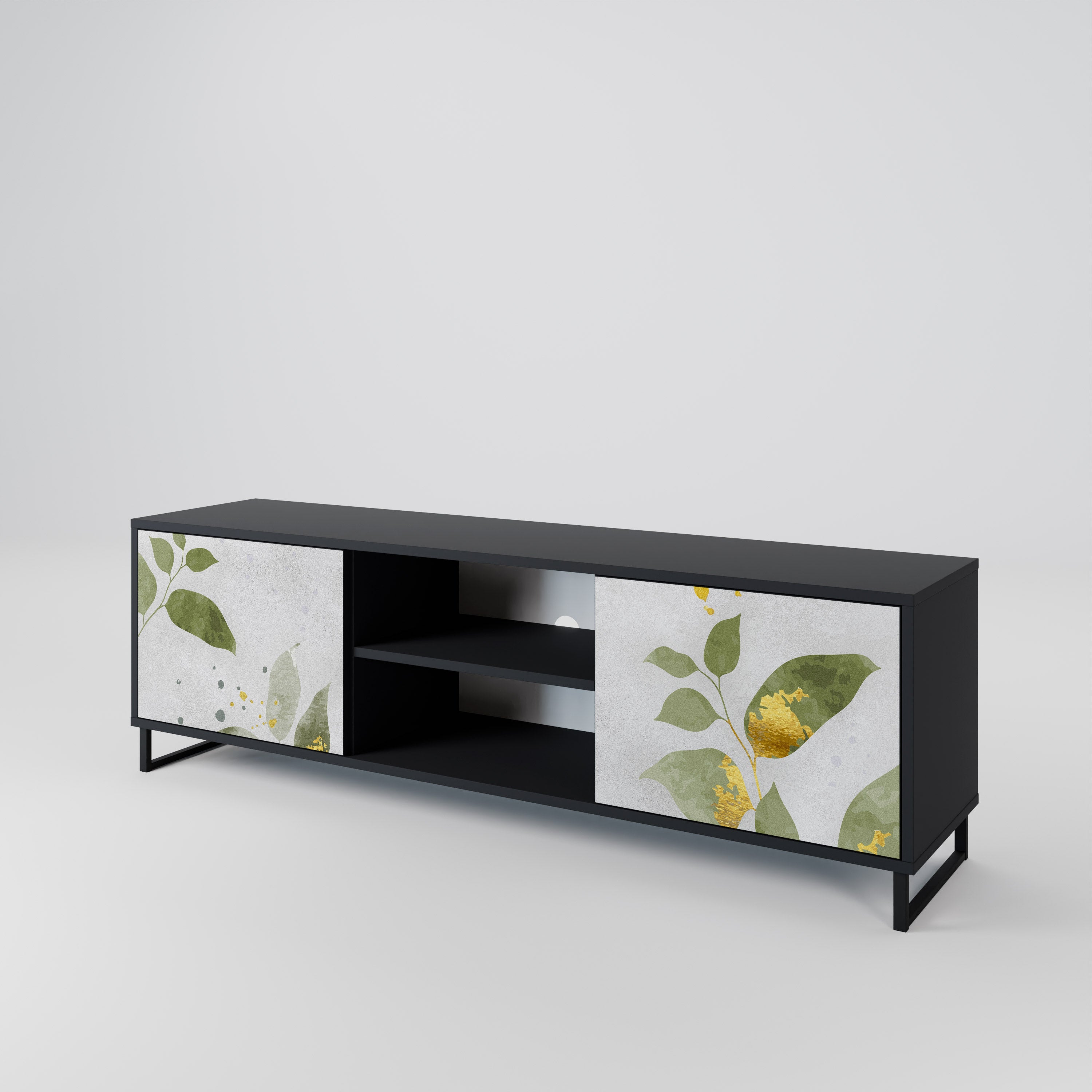 ELEGANT BOTANICS 2-dörrars TV-bänk i svart finish