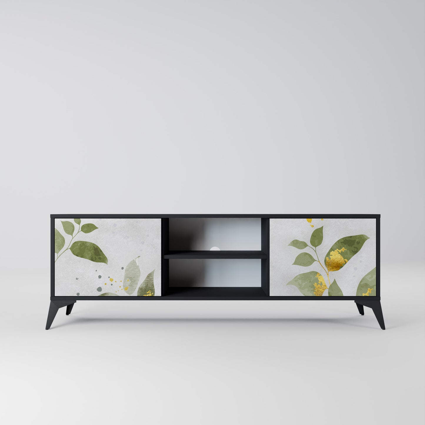 ELEGANT BOTANICS 2-dörrars TV-bänk i svart finish