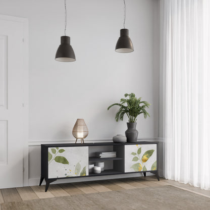 ELEGANT BOTANICS 2-dörrars TV-bänk i svart finish