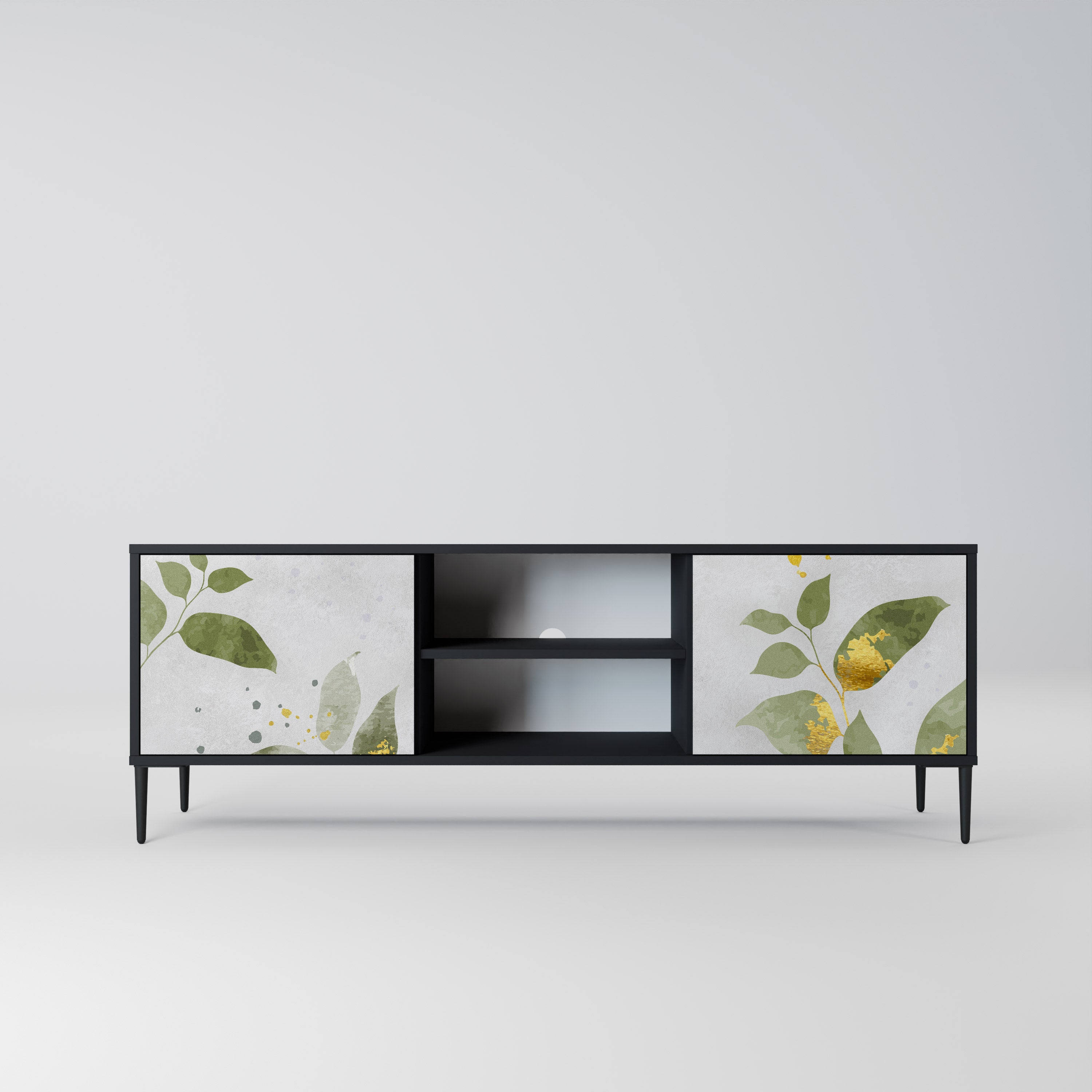 ELEGANT BOTANICS 2-dörrars TV-bänk i svart finish