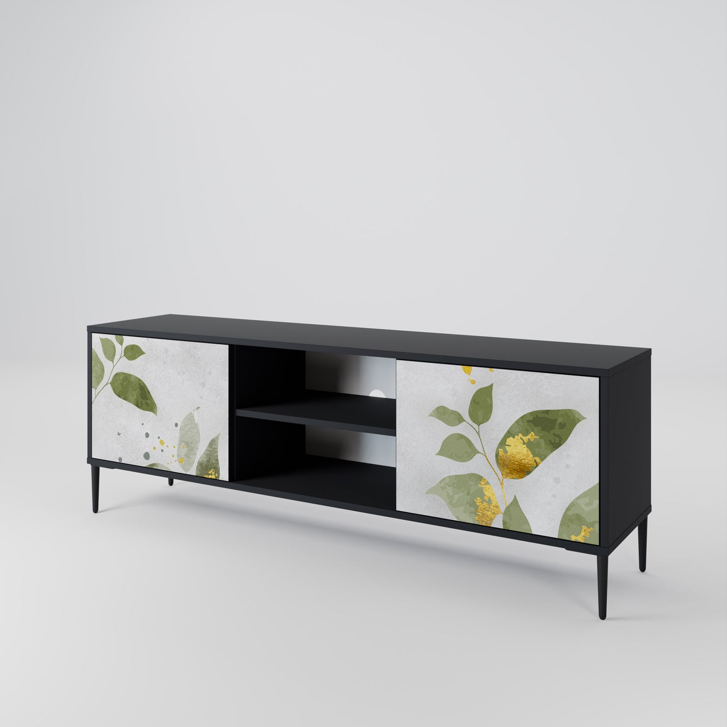 ELEGANT BOTANICS 2-dörrars TV-bänk i svart finish