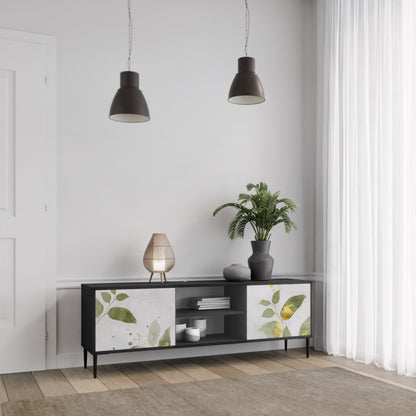 ELEGANT BOTANICS 2-dörrars TV-bänk i svart finish