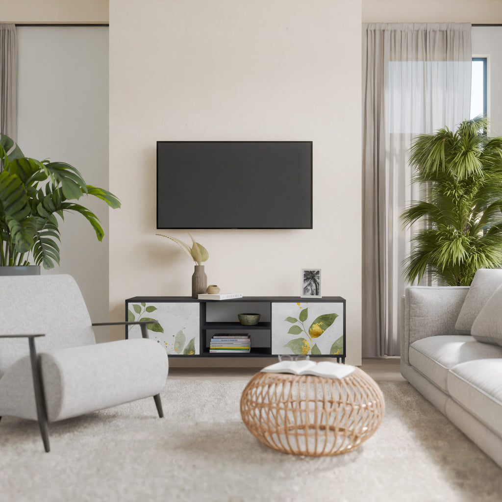 ELEGANT BOTANICS 2-dörrars TV-bänk i svart finish