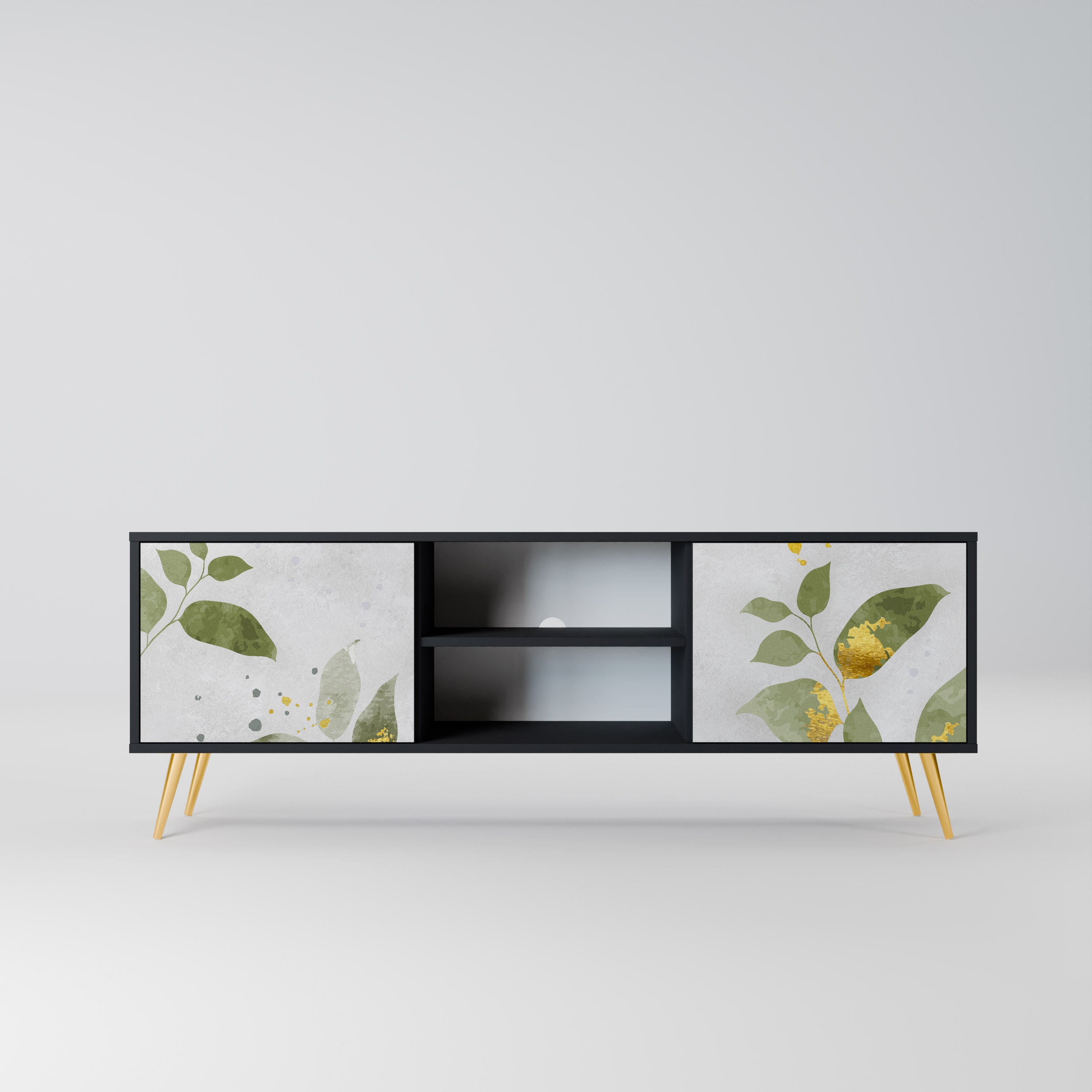 ELEGANT BOTANICS 2-dörrars TV-bänk i svart finish
